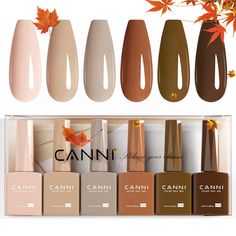 PRICES MAY VARY. ❤HEMA FREE FORMULA BROWN NUDE GEL NAIL POLISH SET: 6Pcs x 9ml/0.32oz CANNI gel nail polish is specially formulated and does not contain HEMA, ensuring a safer and healthier nail care experience. ❤30+DAYS LONG LASTING: CANNI insist on selling Good consistency gel polish, it's not thick or gloopy , goes on pretty smoothly. With proper application, the series of White Black Red gel nail polish set is long lasting at least 30+days and not have any issues with chipping or peeling off Canni Nail Polish, Earth Tone Nail Polish, Nail Color Combinations Ideas, Toffee Nail Color, Fall 2024 Nails Color, Fall Nail Polish 2024, Skin Color Nails, Brown Nail Colors, Fall Gel Nail Colors