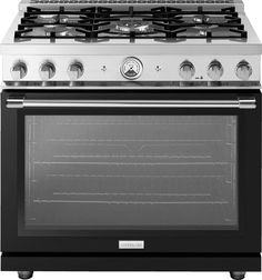 Superiore La Cucina 36 Gas Freestanding Range in High Glossy Black (RL361GPN_S_) Ranges Superiore Freestanding Range, Steam Oven, Iron Grate, Gas Oven, Gas Range, Convection Oven, Kitchen Products, Stainless Steel Appliances, Transitional Design