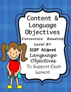 a poster with the words, content and language objectives in front of a blue plaid background