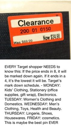 For Sam's Club, you want to look for prices ending in "1." That means the price is below cost. A "C" on the price label means it's on clearance. At Costco, look our for an asterisk (*), which means "sell through" (the item won't be reordered). Don't buy these items just yet! You'll want to wait until they go on clearance, which is when the prices end in "97." 1000 Lifehacks, Penny Pinching, 1000 Life Hacks, Budget Planer, Makeup Tricks, Simple Life Hacks, Diy Life Hacks, Curriculum Vitae, Diy Life