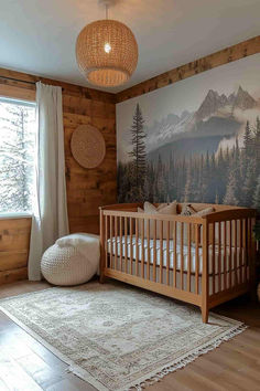 40 Nature-Inspired Gender Neutral Nursery Ideas for a Soothing Space Organic Neutral Nursery, Gender Neutral Nature Nursery, Adventure Nursery Ideas, Peaceful Nursery, Alpine Nursery, Wood Themed Nursery, Forest Boy Nursery, Farm Nursery Ideas