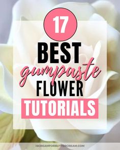 a white rose with text overlay that says 17 best gumpaste flower tutors