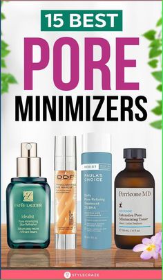 15 Best Pore Minimizers: Some pore treatment products help deep cleanse and shrink them. If you are not sure which product to buy, we have a few recommendations. Here are the 15 best pore minimizer products to help get flawless, glowing skin. #Beauty #BeautyHacks #PoreMinimizer #Skincare Pore Shrinking Products, Pore Minimizer Serum, Skin Care Routine For Open Pores, Large Pores Skincare Routine, How To Minimize Pores, Best Pore Minimizer Products, Products For Large Pores, Pore Minimizer Products, Shrink Pores On Face