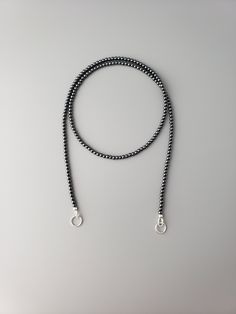 "These are 2mm round smooth black Hematite beads. Sterling silver metal. Outside diameter of the rings is 7mm, inside is approx 5,5mm. The length is 18\". If you need different length (15\"-24\") please leave  a note at the checkout or contact me. All items are strung on the high quality stringing wire.  Carabiner necklaces  https://www.etsy.com/shop/CrystalRise?search_query=Carabiner Hematite jewelry  https://www.etsy.com/shop/CrystalRise?search_query=Hematite Link to the shop  https://www.etsy.com/shop/CrystalRise" Sapphire Necklace Gold, Carabiner Necklace, Pyrite Bracelet, Hematite Jewelry, Malachite Earrings, Blue Sapphire Necklace, San Juan Capistrano, Azurite Malachite, Agate Earrings