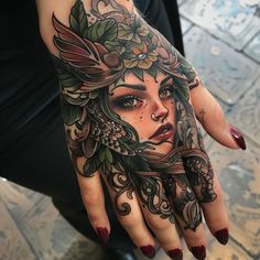 Artistic Hand Tattoos For Women Tattoo Files Skull Face Hand Tattoo For Women, Hand Tattoos Of Women Faces, Full Hand Tattoos For Women Butterfly, Women’s Full Hand Tattoos, Butterfly Skull Hand Tattoo, Unique Expressions