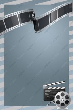 an image of a film strip and reel with a movie clapper on the side