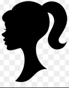 the silhouette of a woman's head is shown in black on a transparent background