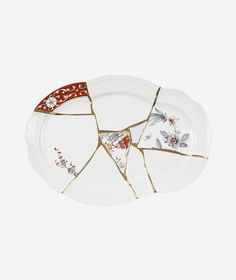 Kintsugi Tray Seletti - BEAM // Design Store Kintsugi Art, Porcelain Tray, Tray Design, Tableware Collection, Art Japonais, Everyday Items, Wabi Sabi, Japanese Art, Gold Accents