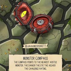 an overhead view of a monster compass with the caption below that reads, monsters compass