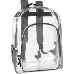 Trailmaker Carrying Case (Backpack) Notebook, Gray, Water Resistant, Rain Resistant, Plastic, Mesh, Metal, Polyvinyl Chloride (PVC) Body, Checkpoint Friendly, Shoulder Strap, 17" Height x 13" Width x 6.5" Depth, Unisex, 1 Each Size: M. Clear Backpack With Clear Strap For Students, Clear Backpack For Everyday Use And Back To School, Clear Backpack For Daily Use And Back To School, Clear Backpack For Back To School, School Backpack With Clear Strap In Nylon, Back To School Clear Backpack, Back To School Clear Backpack For School, Clear Rectangular Backpack For School, Clear Rectangular Backpack For Back To School