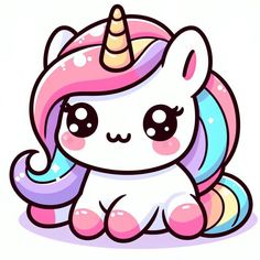 a cute little unicorn sitting on top of a white floor