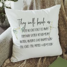 Angel Wings Memorial Pillow Memory Pillow Sayings Quotes, Woman Memory Pillow, Saying For Memory Pillows, Rememberance Pillow, Memorial Pillow Sayings, Stretch Beaded Bracelets Diy, Coping With Loss, Remembrance Jewelry, Memorial Ornaments