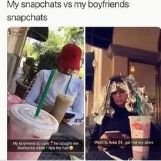 two pictures one with a woman wearing a paper hat and the other with a cell phone