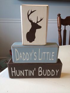 Primitive wood sign blocks daddy's little hunting buddy Father's Day gift dads birthday nursery baby shower deer head antlers camo on Etsy, $26.95 Camo Baby Nursery, Hunting Nursery, Baby Shower Camo, John Bennett, Hunting Baby, Deer Baby Showers, Nursery Room Boy, Camo Baby Stuff