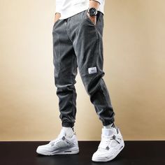 Autumn Newly Fashion Men Jeans Loose Fit Casual Corduroy Cargo Pants Elastic Waist Streetwear Hip Hop Joggers Wide Leg Trousers _ - AliExpress Mobile Cargo Joggers Outfits, Overalls Streetwear, Cargo Pants Outfit Men, Men Jeans Loose, Corduroy Cargo Pants, Hip Hop Joggers, Pants Overalls, Pants Outfit Men, Custom T Shirt Printing