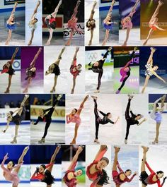 many different pictures of the same figure skating