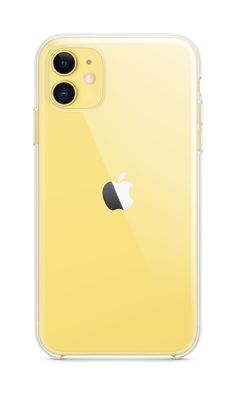 an iphone case that is yellow and has the back side facing up to show the camera