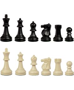 a chess set with all the pieces in it's different colors and sizes, including black