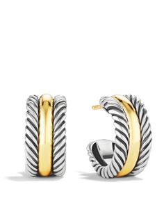 David Yurman Cable Collectibles Hoop Earrings with 14K Gold David Yurman Earrings, David Yurman Jewelry, Huggie Hoop Earrings, David Yurman, Huggies Earrings, Silver Hoop Earrings, Shop Earrings, Women's Earrings, Women's Accessories