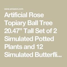 Artificial Rose Topiary Ball Tree 20.47” Tall Set of 2 Simulated Potted Plants and 12 Simulated Butterflies,Suitable for Indoor Outdoor Home Garden Potted UV Protection Potted Plants (Dark Red) Rose Topiary, Artificial Rose, Outdoor Home, Artificial Roses, Artificial Plants, Garden Pots, Potted Plants, Dark Red, Uv Protection