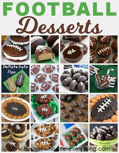 collage of football desserts with text overlay