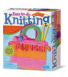 the knitting kit is made with yarn and plastic material, it includes a pink bag