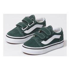 Vans - Toddler Old Skool V, Trekking Green/White. Profile Silhouette, Vans Kids