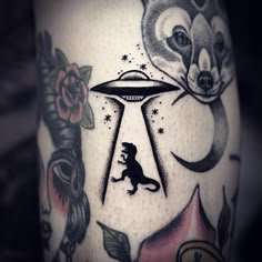 an image of a tattoo on someone's leg with the caption that reads, i