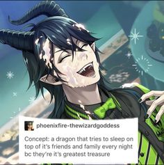 an anime character with long black hair and horns on his head holding a sign that says,