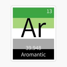 the element name for an argonic sticker on a white background with black and green