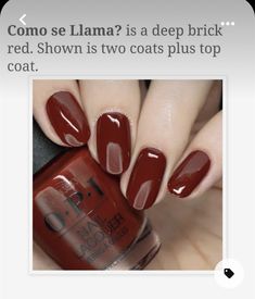 Opi Como Se Llama Gel, Dark Red Opi Gel Polish, Como Se Llama Opi, Opi Dark Red Nail Polish, Opi Como Se Llama, Fall Nail Polish, Christmas Gel Nails