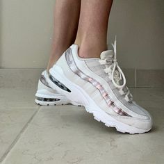 Nike Air Max 95 Worn Only Once! Rose Gold Color Nike Air Max 95, Air Max 95, Nike White, Shoes Color, Rose Gold Color, Shoes Shoes, White Nikes, Womens Shoes Sneakers, Air Max