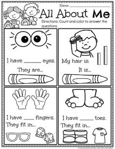 an all about me worksheet with pictures and words to help students understand what they are