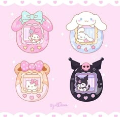 hello kitty wallpapers are shown in three different colors