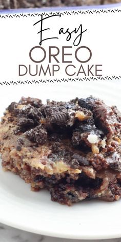 easy oreo dump cake on a white plate