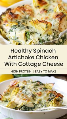 healthy spinach artichoke chicken with cottage cheese is an easy and delicious meal