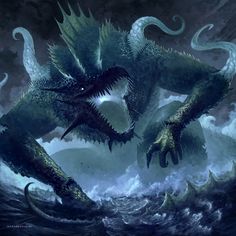 Kaiju Fantasy Art, Ocean Monster Art, Leviathan Art Sea Monsters, Levithan Monster Art, Leviathan Monster Art, Fantasy Sea Monster, Aquatic Monster Concept Art, Alien Monster Art, Beast Creature Monsters