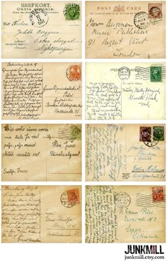 several old letters and envelopes are shown in different styles, including one for the letter