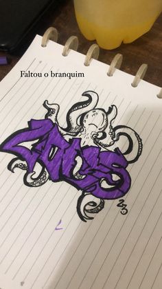 a notepad with an octopus drawn on it