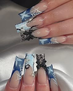 Corpse bride set 🖤🦋 #screamnails #nailart #naildesign #nailinspo #explore #halloween #halloweennails #ghostface #blood #spookyszn #spooky #spookynails👻🎃 #spookynails #corpsebride # Corpse Bride Nails Inspired, Halloween Nails Corpse Bride, Dark Disney Nails, Corpse Bride Nail Designs, The Corpse Bride Nails, Corpse Bride Nails Acrylic, Corpse Bride Nail Art, Corpse Bride Butterfly, Corpse Bride Nails