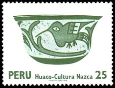 a stamp with an image of a bird in a bowl