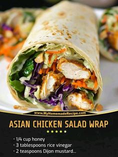 Thomas Keller recipes | Asian Chicken Salad Wrap | Facebook Air Fryer Recipes Asian, Wrap Ingredients, Asian Chicken Wraps, Clean Eating Snack Recipes, Asian Chicken Salad, Nigella Lawson Recipes, Salad Wrap, Chicken Salad Wrap, Asian Chicken Salads