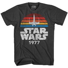 This men's Star Wars vintage logo tee is a classic throwback for long-time fans. This men's Star Wars vintage logo tee is a classic throwback for long-time fans. Crewneck Short sleeveFABRIC & CARE Cotton, polyester Machine wash Imported Size: XXL. Color: Charcoal. Gender: male. Age Group: adult. Pattern: Graphic. Material: Cotton Blend. Sunset Logo, Star Wars T Shirts, Star Wars Vintage, Star Wars 1977, Star Wars Tees, Star Wars Outfits, Star Wars Logo, Star Wars Men, Star Wars Tshirt