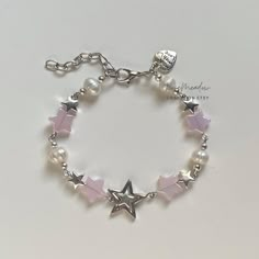 Bracelet Ideas Metal, Pink Beads Bracelets, Chain Bracelet Ideas, Bracelet Inspo Beads, Beaded Bracelets Ideas, Chain Bracelet Diy, Pink Bracelets, Icy Pink, Bracelets Chain