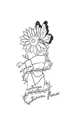 a black and white drawing of a sunflower with the words, i love you