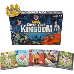 the cover your kingdom board game is open and ready to be played with children's toys