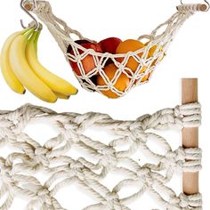 PRICES MAY VARY. SMALL KITCHEN? NO PROBLEM! – The HappiBox hanging fruit basket keeps your fruits and vegetables off the countertops, hanging neatly in it’s own fruit hammock with banana hook. COMPARE WITH THE REST – We sourced the best premium quality materials, including extra thick 100% cotton cord, and handmade the macrame in a modern boho style. The holes are less than 2 inches so the fruit will not fall through. AVOID BRUISING: This under cabinet storage for your favorite fruit or vegetabl Veggie Storage, Fruit Hammock, Hanging Fruit Basket, Storage For Kitchen, Banana Holder, Produce Storage, Hanging Fruit Baskets, Modern Boho Decor, Kitchen Baskets