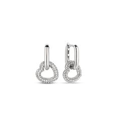 Ti Sento Silver Link Earrings with Cubic Zirconia Hearts - Rococo Jewellery Blaise Pascal, Multiple Earrings, Link Earrings, Back Jewelry, Creating Jewelry, Old Jewelry, Contemporary Jewellery, Ring Size Guide, Cz Stone