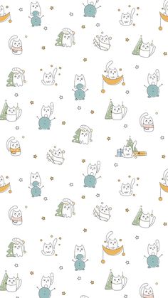 an animal themed wallpaper with cats, dogs and other animals in pastel colors