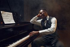 a man sitting in front of a piano